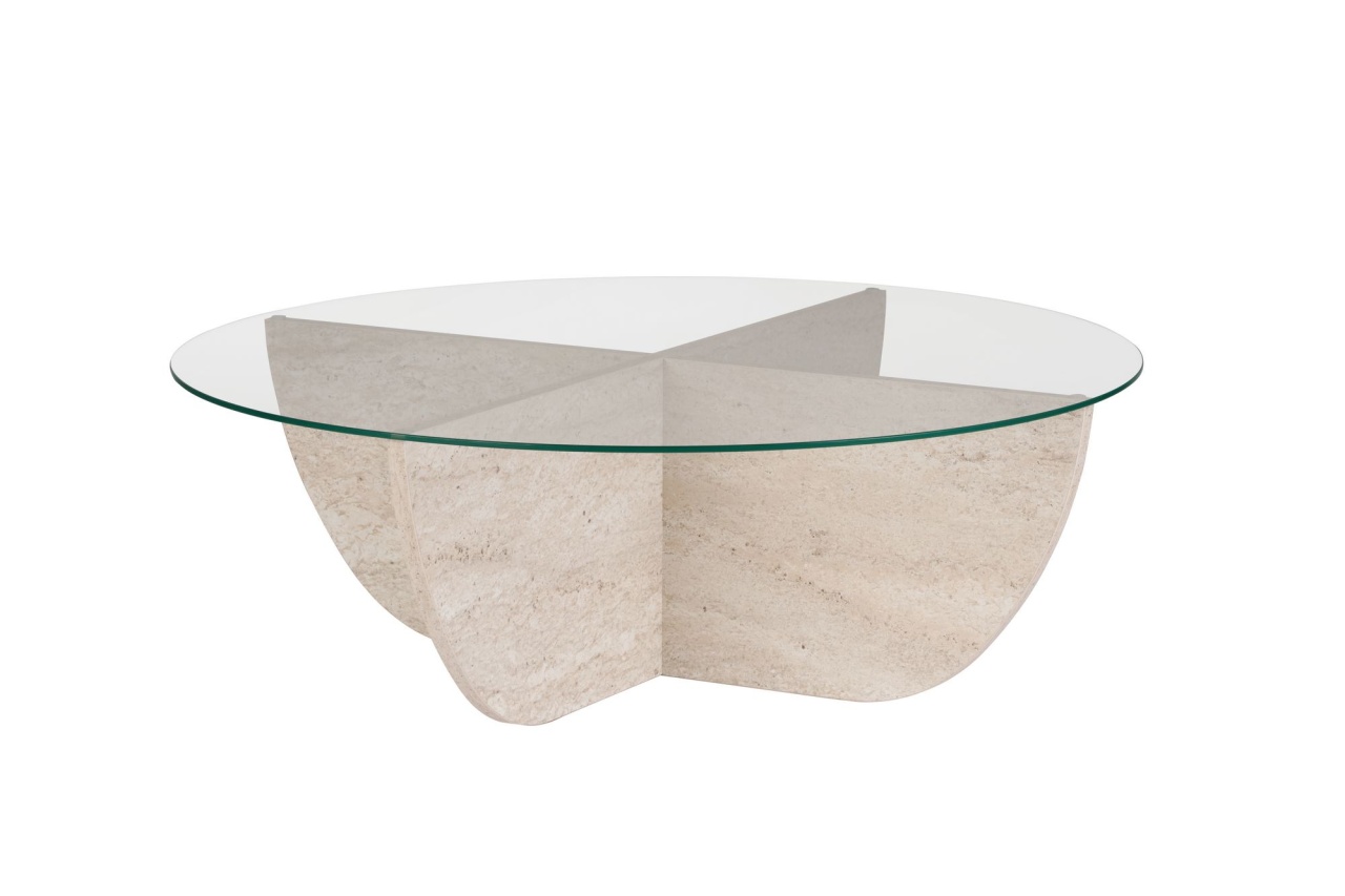 masa de sticla Masa de cafea crem/transparenta din sticla 90 cm Liya Nordure