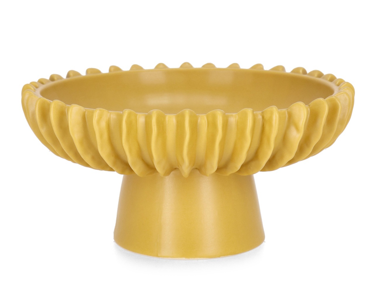 Platou cu picior ocru din ceramica 26 cm Eldar Bizzotto
