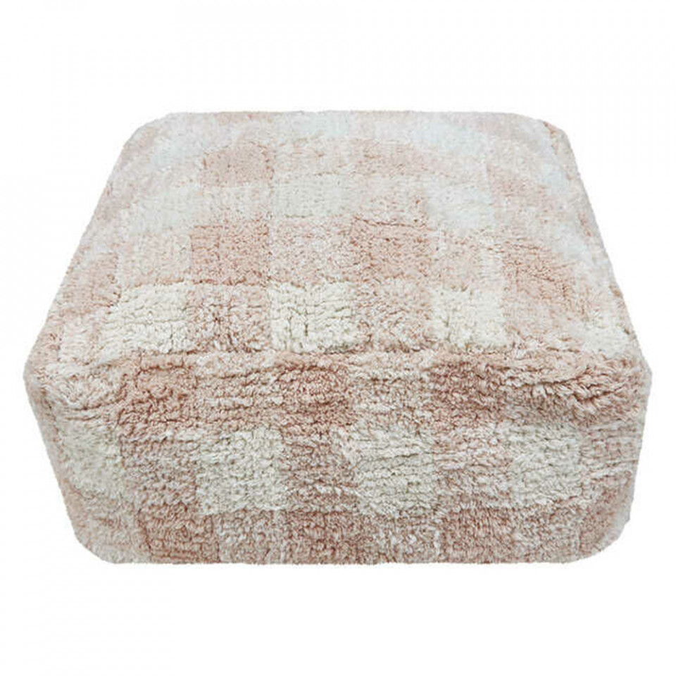Lorena Canals Puf patrat bej/roz deschis din bumbac 40x40 cm Gingham Lorena Canals