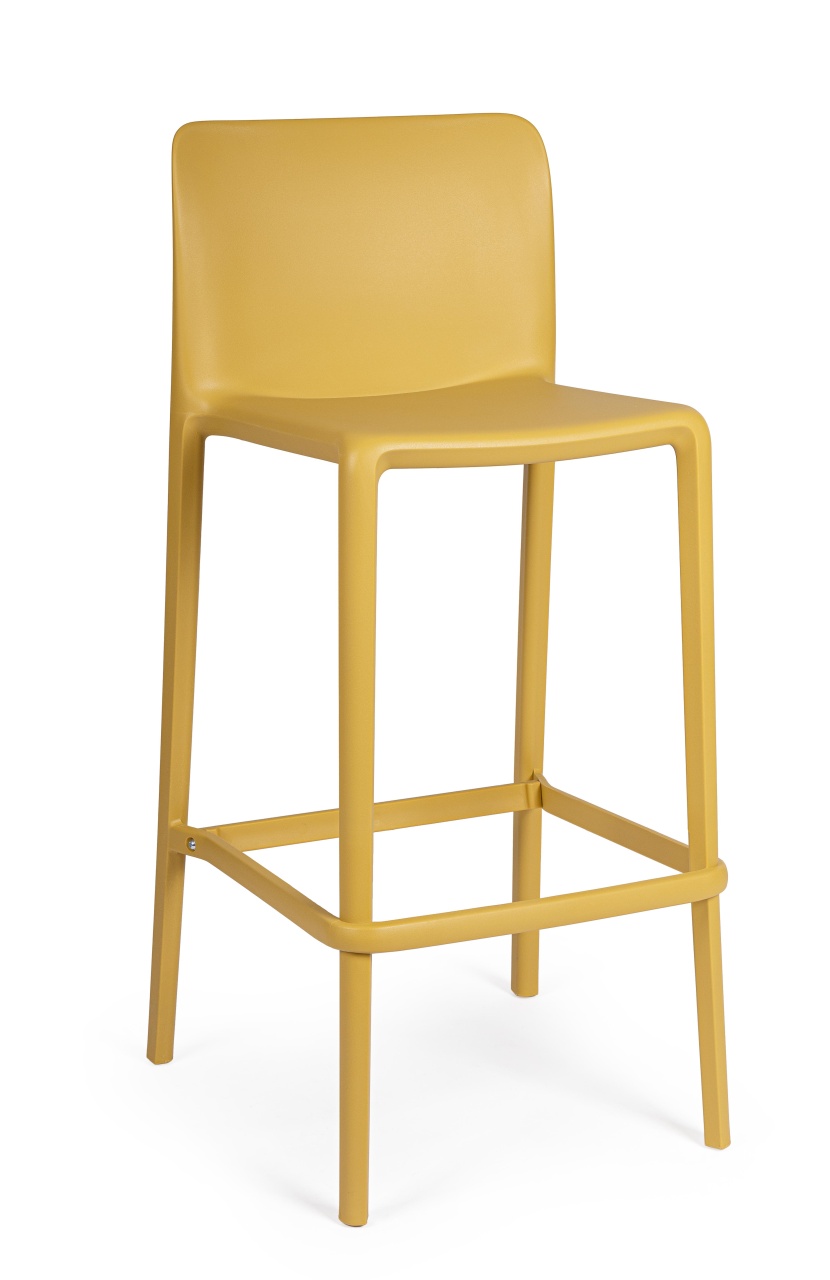 Chairs Scaun bar exterior ocru din plastic Chloris Arm Bizzotto