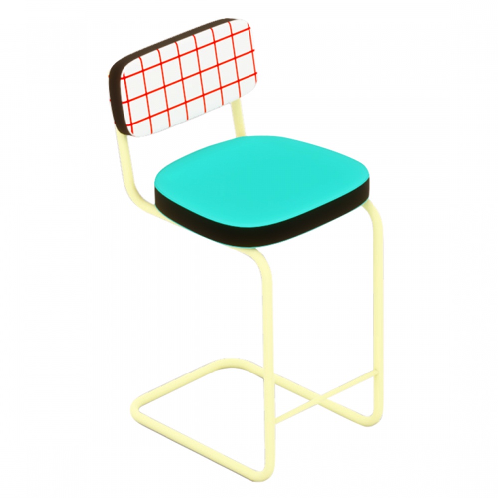 Chairs Scaun bar multicolor din textil Superfurniture Hello Grid Seletti