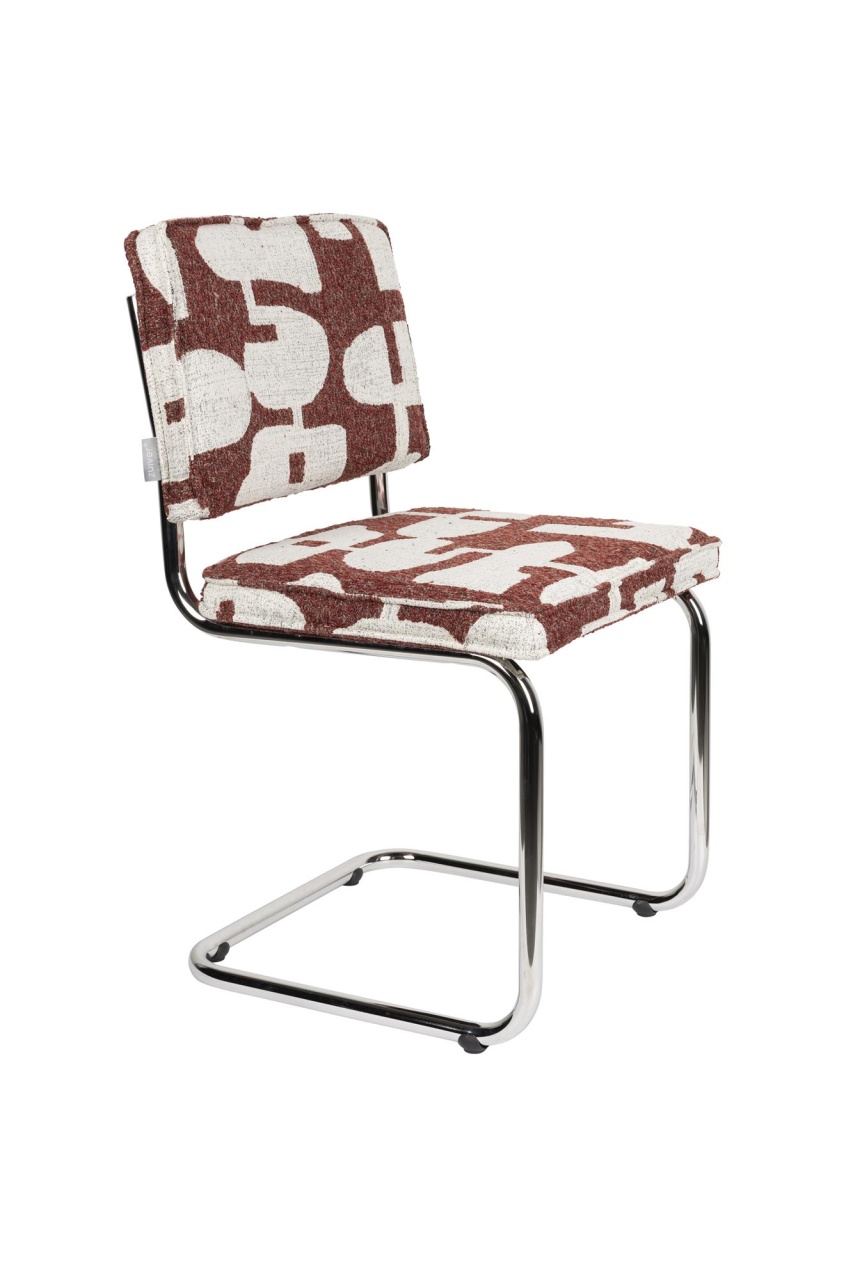 Chairs Scaun dining alb/rosu din textil Ridge Deco Zuiver