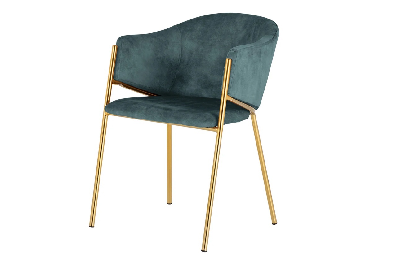 scaun ergonomice Scaun dining albastru teal/auriu din catifea Noblesse The Home Collection