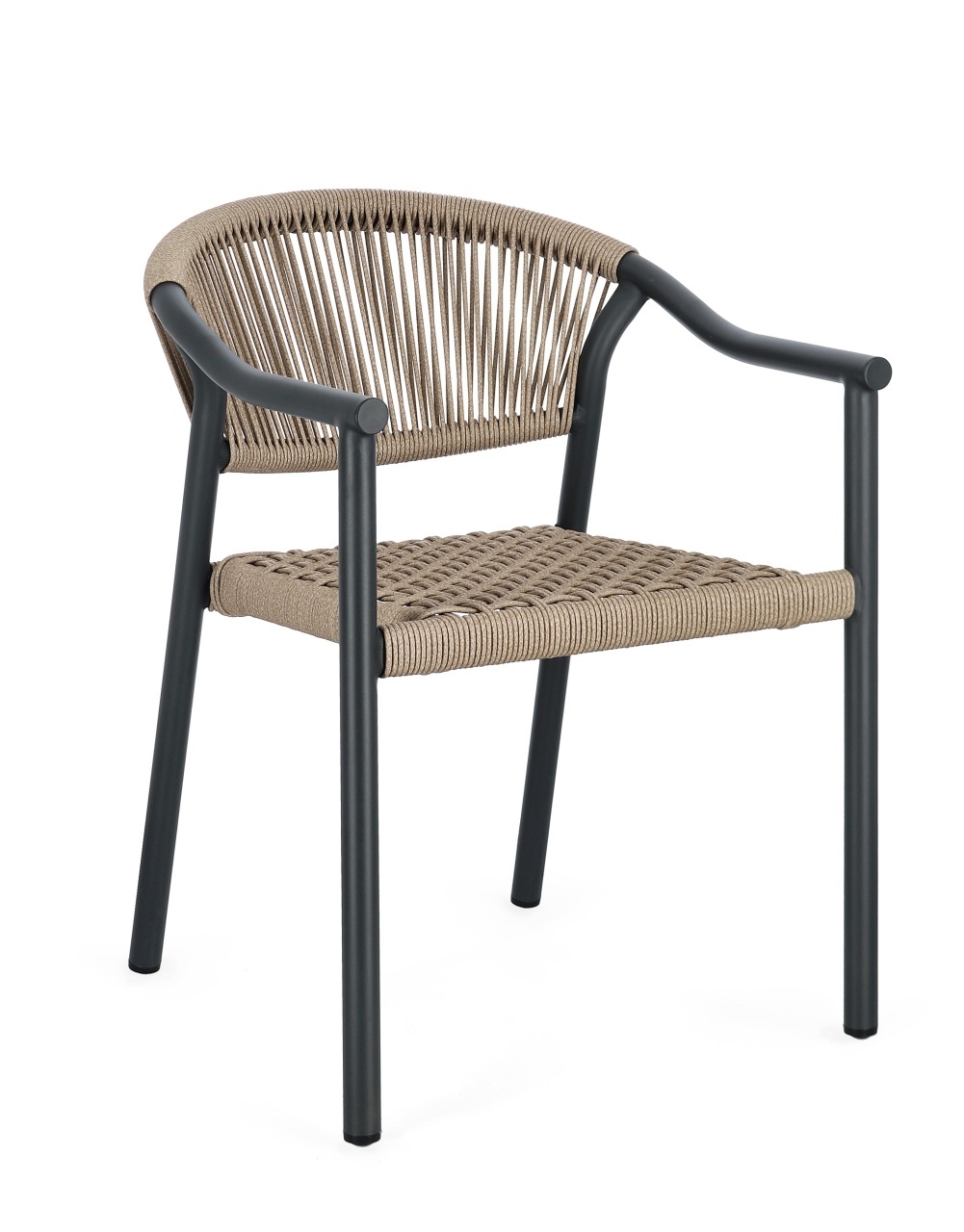 Outdoor Furniture Scaun dining exterior gri carbune din metal Canarias Bizzotto
