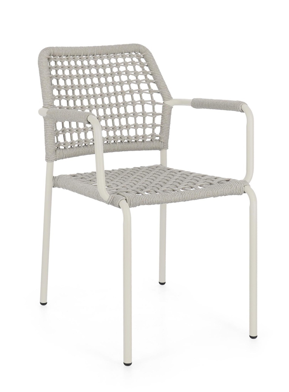 Outdoor Furniture Scaun dining exterior gri din metal Rajada Bizzotto