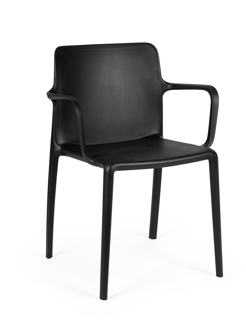Office Furniture Scaun dining exterior negru din plastic Chloris Arm Bizzotto