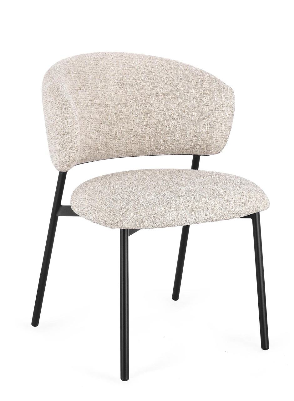 Chairs Scaun dining negru/bej nisipiu din textil Prisca Bizzotto
