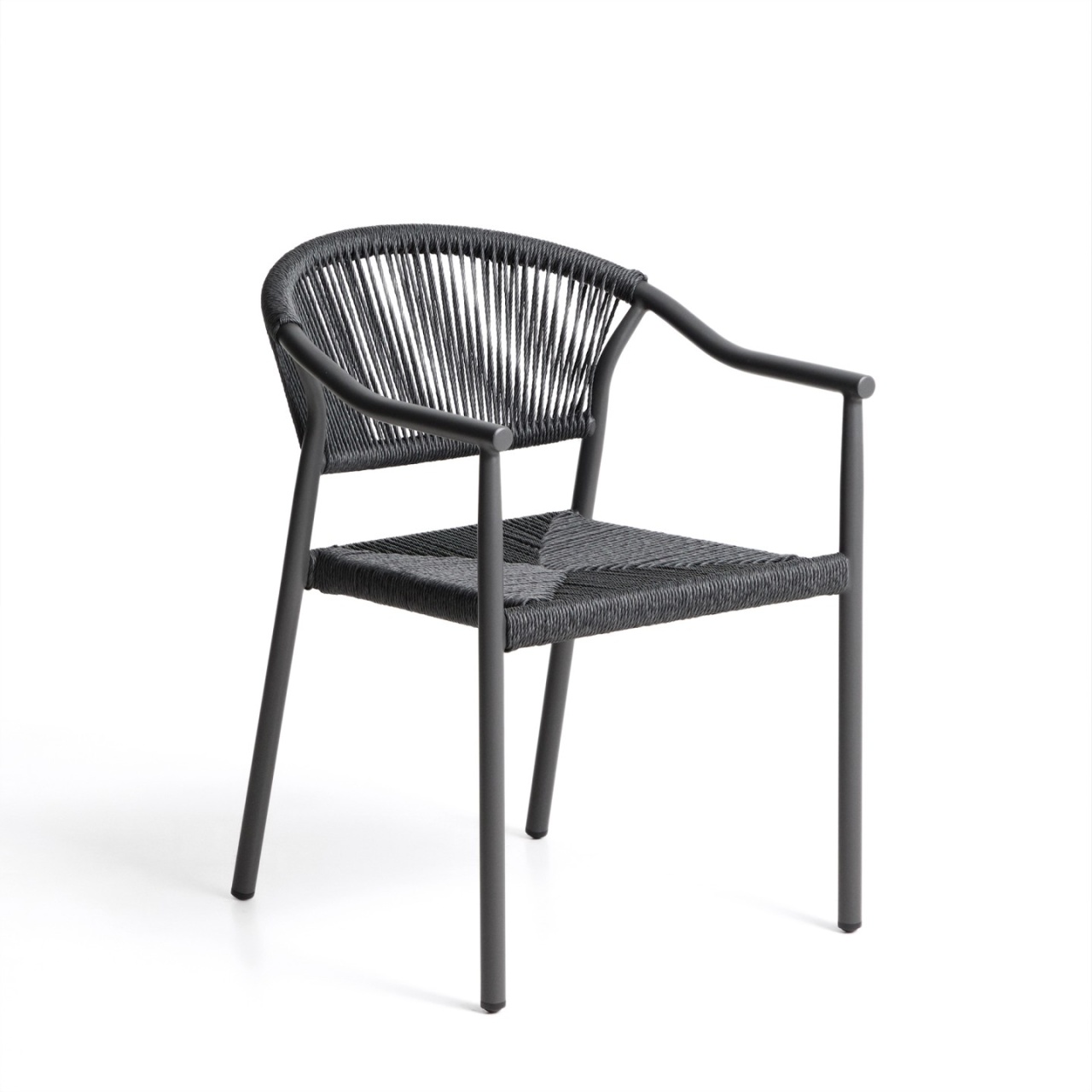 scaun ergonomice Scaun exterior dining gri grafit din metal Livadia Kave Home