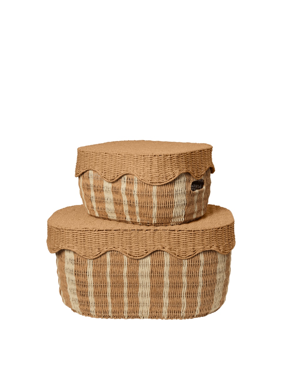 Baskets Set 2 cutii cu capac maro din hartie Rivan Ferm Living