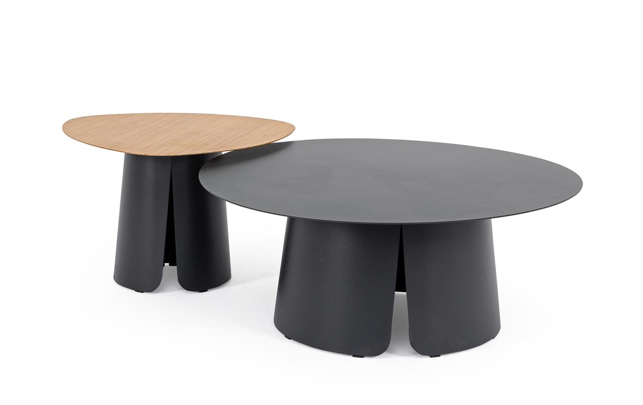 Outdoor Furniture Set 2 mese de cafea maro/negre din metal Hayden Bizzotto