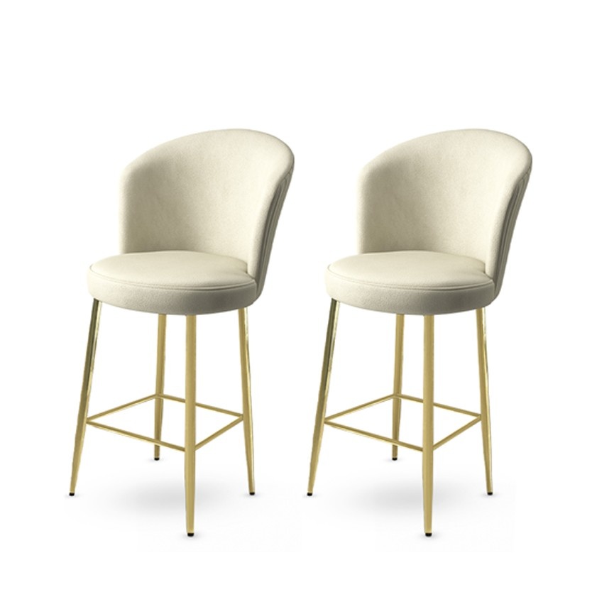 Chairs Set 2 scaune bar crem/auriu din textil Fora The Home Collection