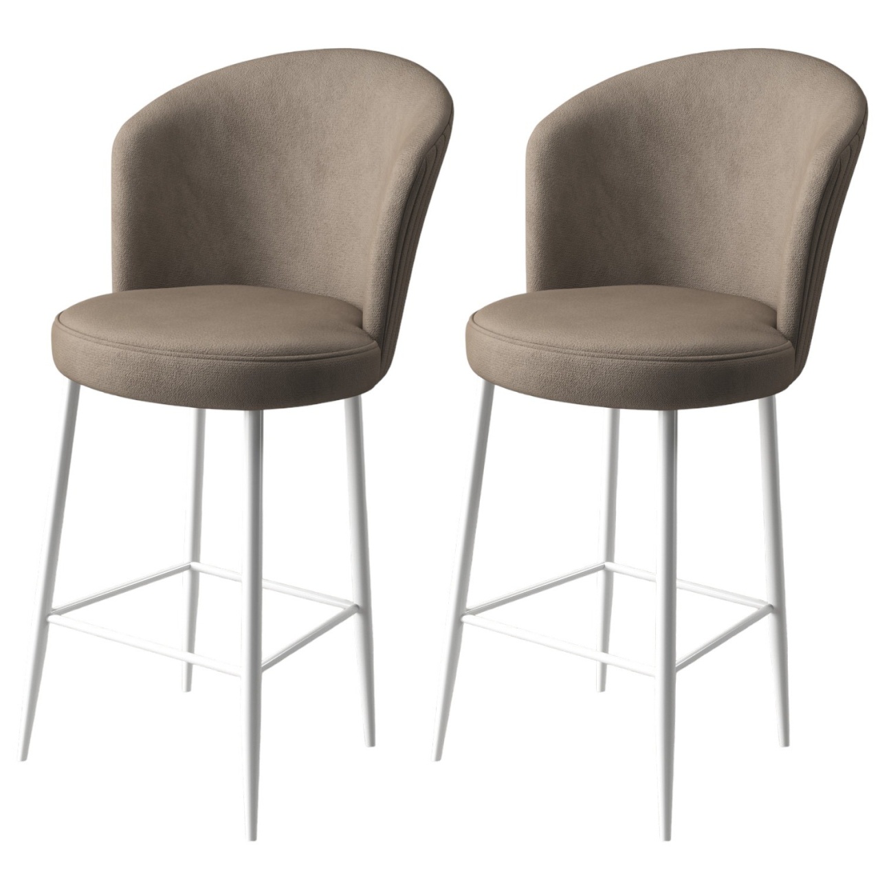 Chairs Set 2 scaune bar maro cappuccino/alb din textil Fora The Home Collection