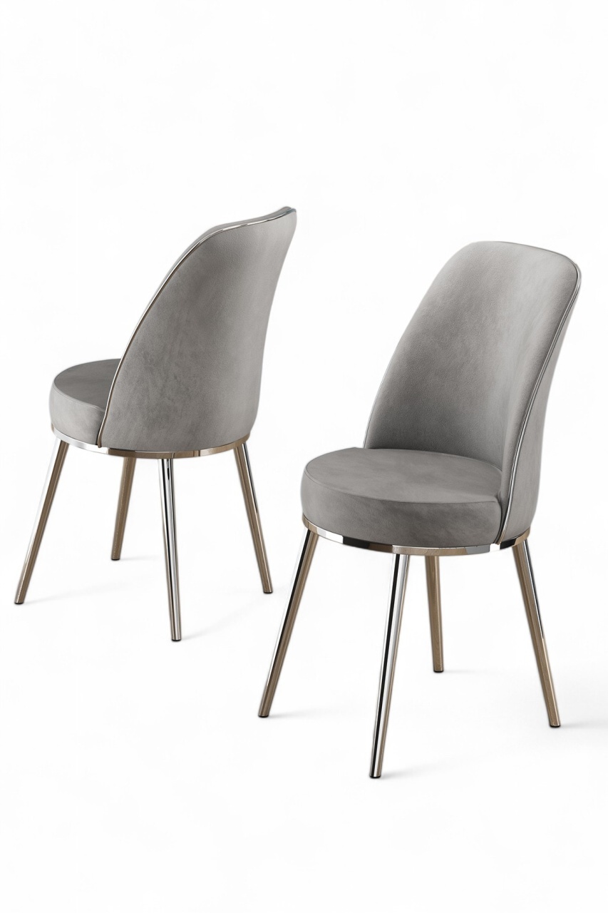 Chairs Set 2 scaune dining gri/argintii din textil Pefa The Home Collection