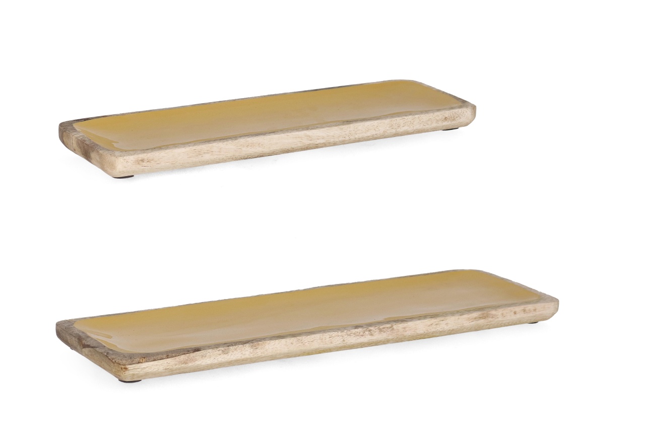 Serving Trays Set 2 tavi portocalii/maro din ceramica Thara Bizzotto