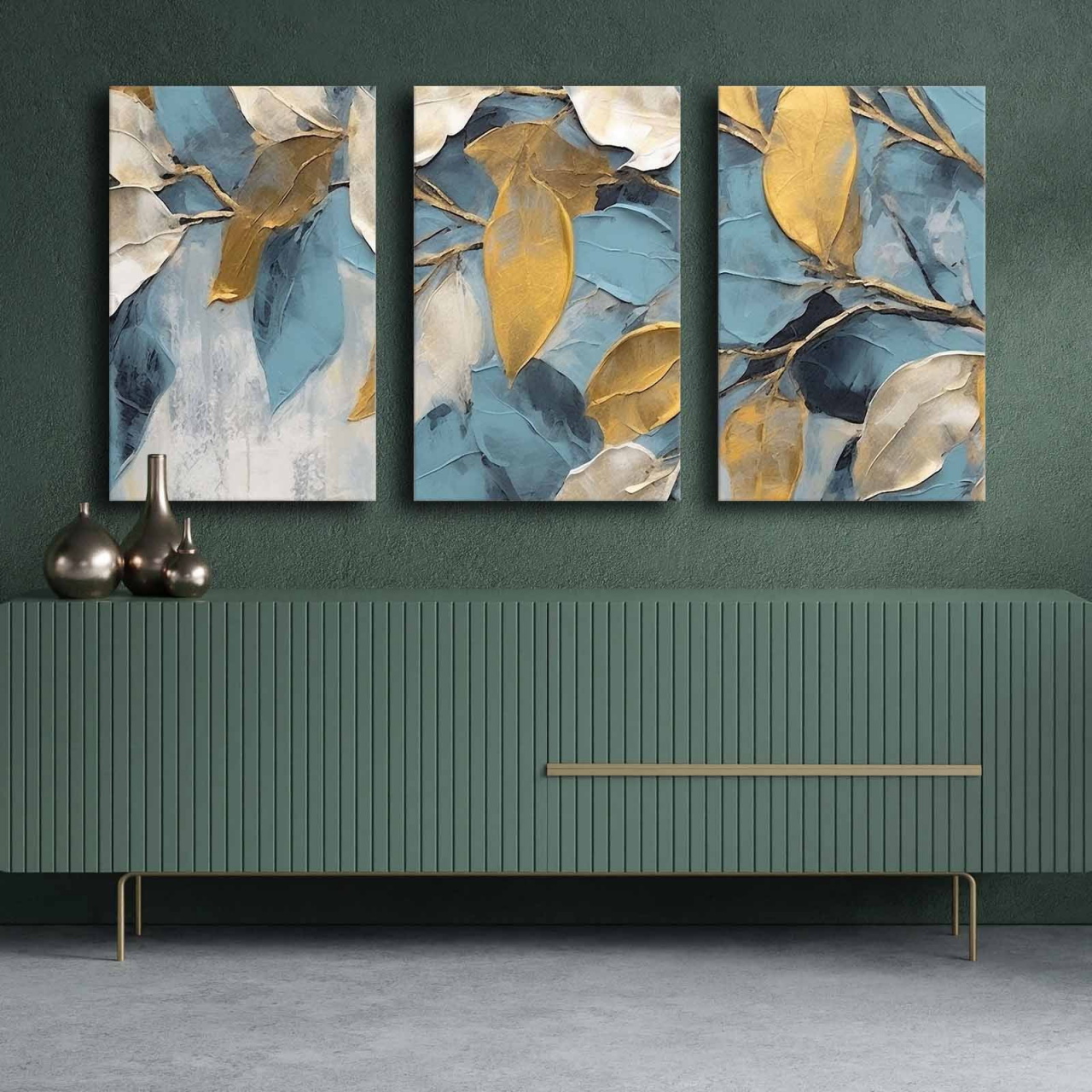 Posters, Prints, & Visual Artwork Set 3 tablouri multicolore din fibre naturale 45x75 cm Creation The Home Collection