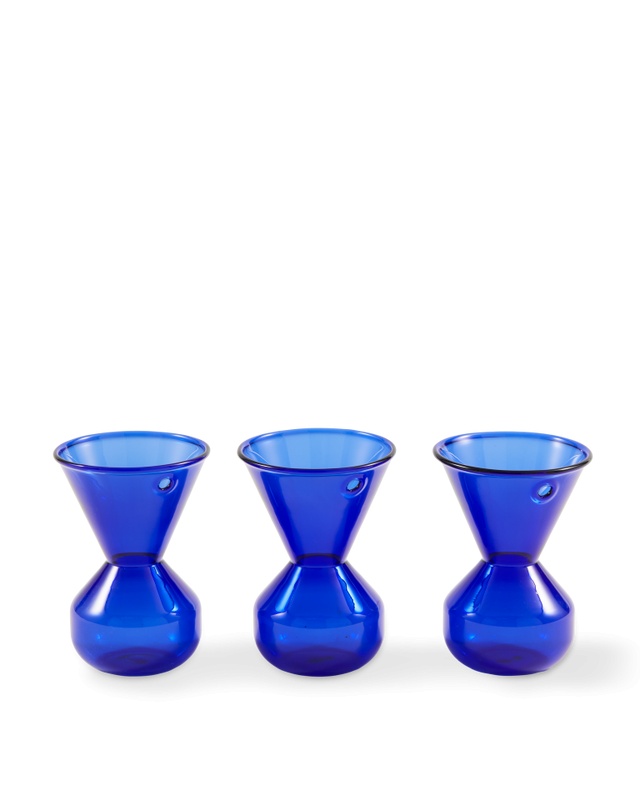 Vases Set 3 vaze albastre din sticla 9 cm Fat Neck Pols Potten