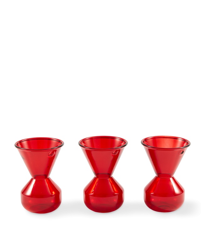 Vases Set 3 vaze rosii din sticla 9 cm Fat Neck Pols Potten