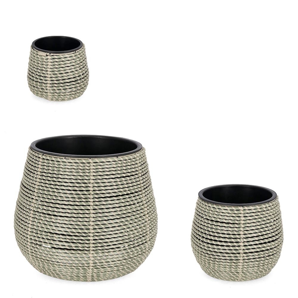 Pots & Planters Set 3 vaze verzi din fibre sintetice Thanh Bizzotto