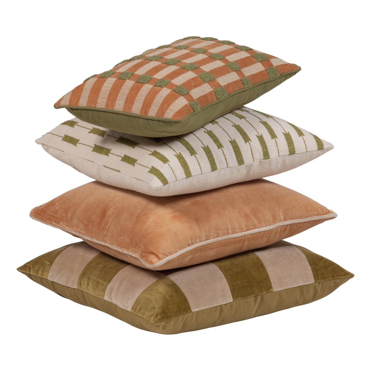 Throw Pillows Set 4 perne verzi/portocalii din bumbac Vola Woood
