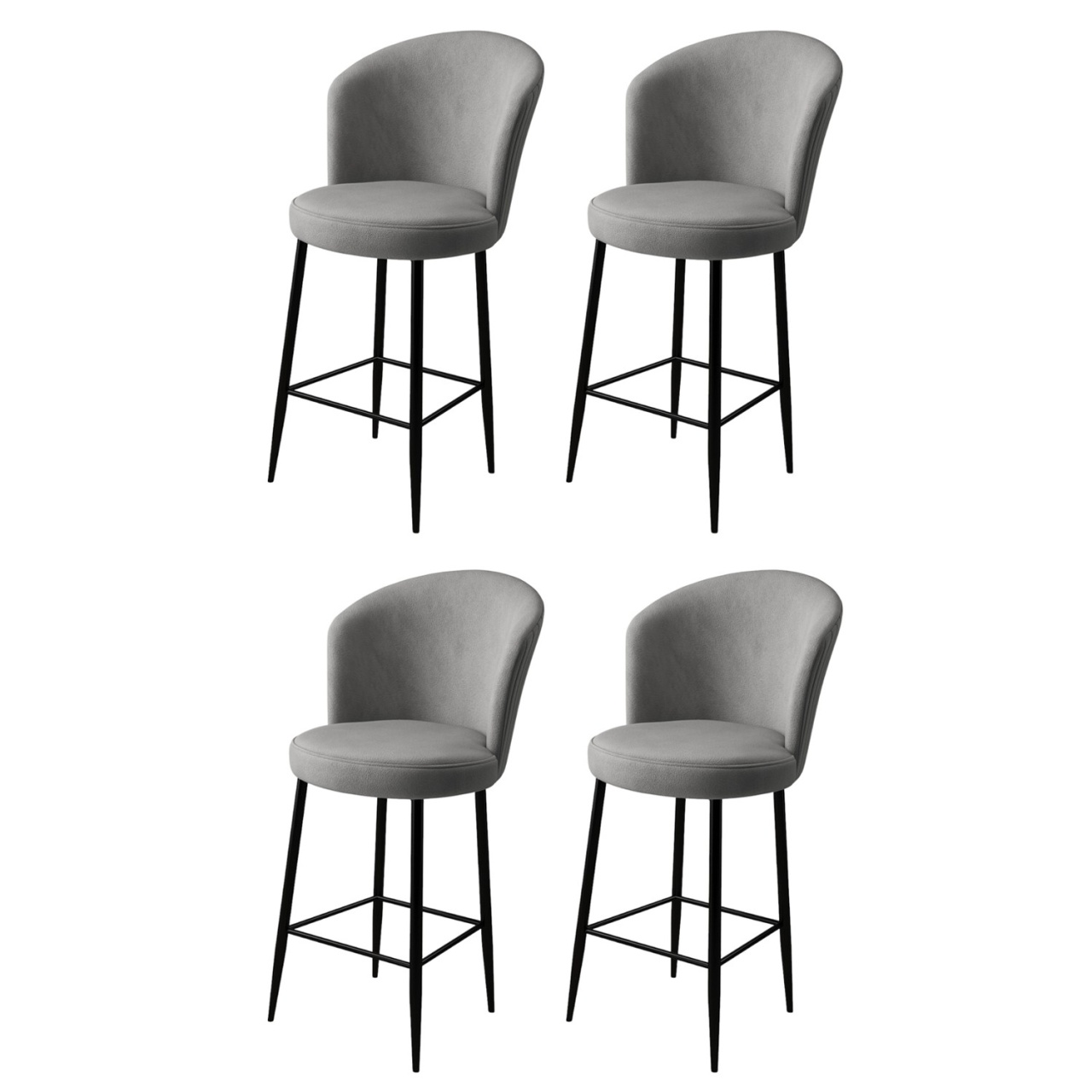 Chairs Set 4 scaune bar gri/negru din textil Fora The Home Collection