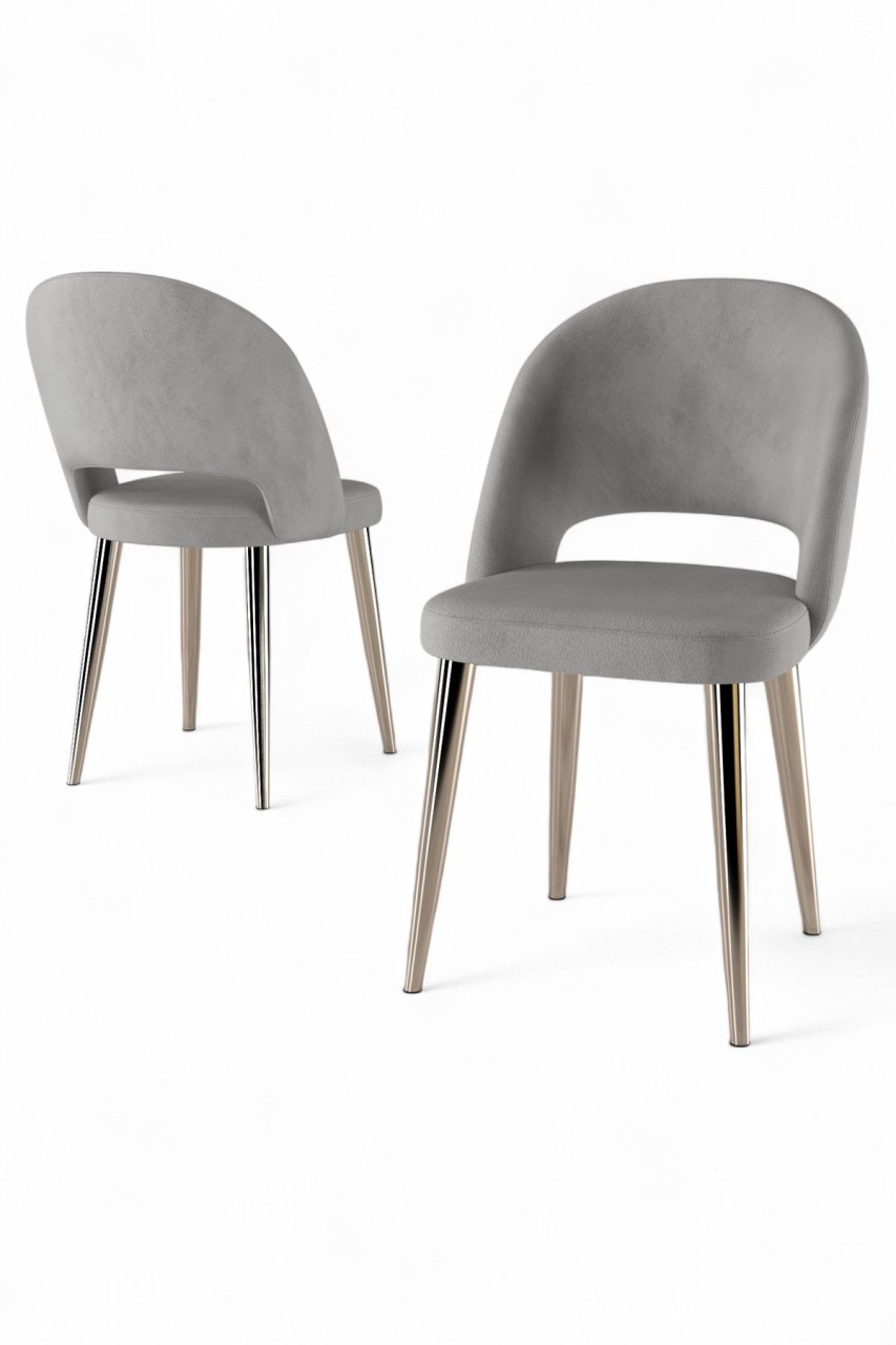 Chairs Set 4 scaune dining gri/argintii din textil Pane The Home Collection