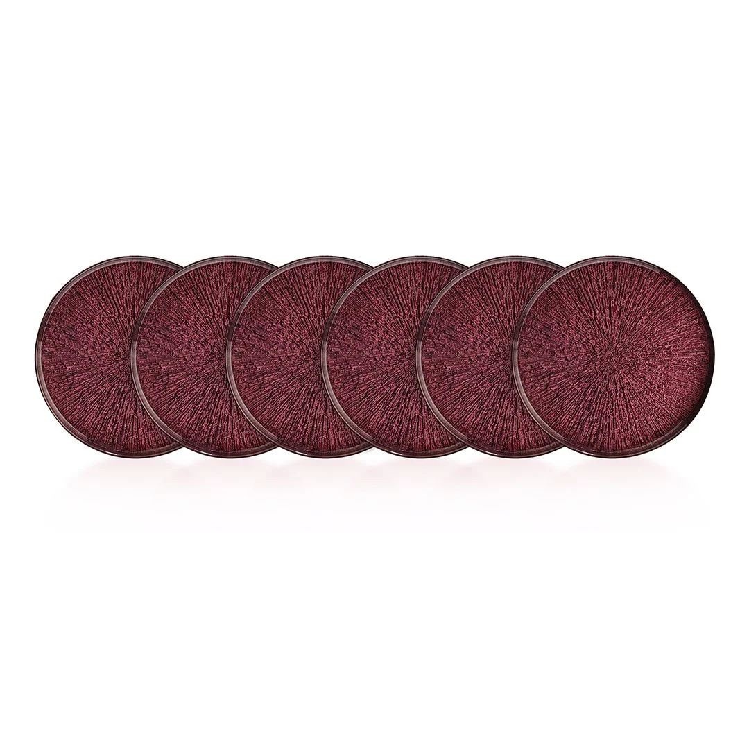 Plates Set 6 farfurii pentru desert rosii din sticla 21 cm Rita6p The Home Collection