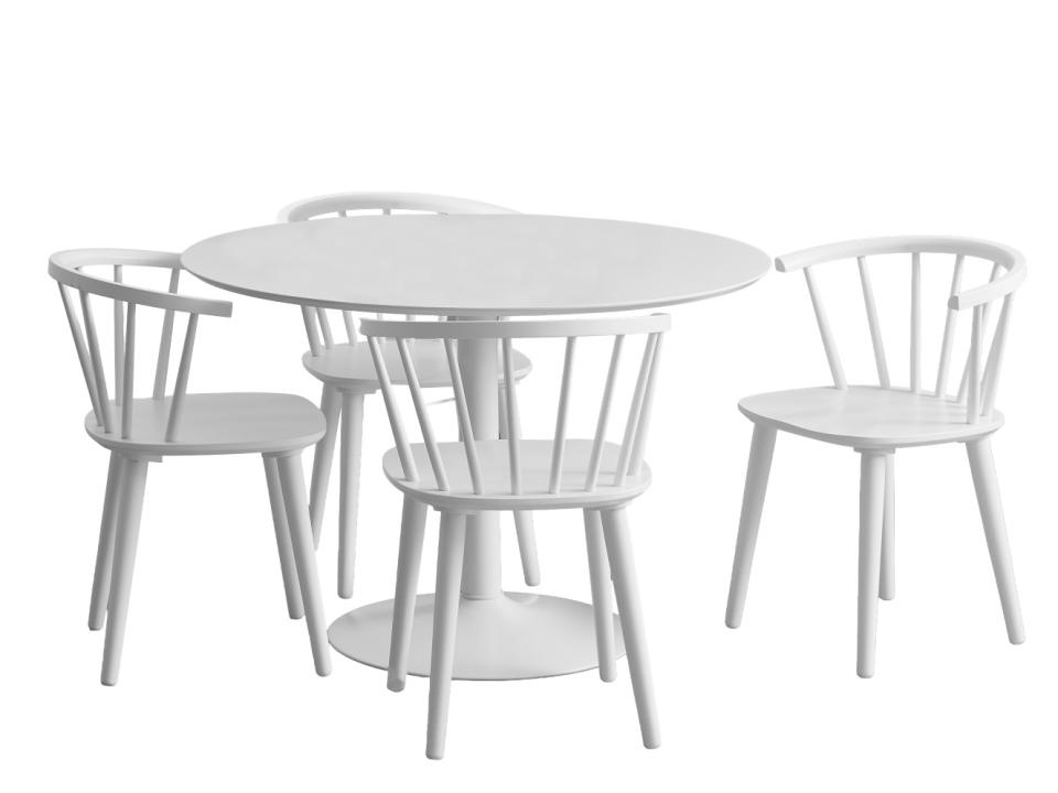 masa si scaune bucatarie Set masa dining si 4 scaune albe din metal Ibiza Ida Actona Company