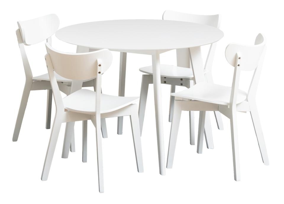 masa si scaune bucatarie Set masa dining si 4 scaune albe din metal Roxby Round Actona Company