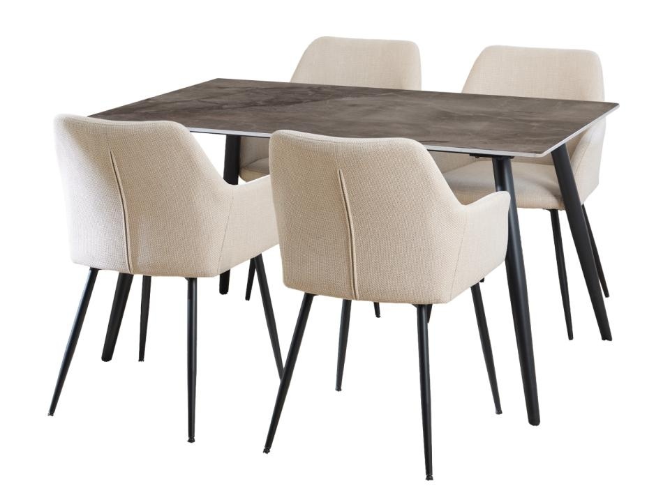 masa si scaune bucatarie Set masa dining si 4 scaune bej/gri din metal Wicklow Lizzy Actona Company