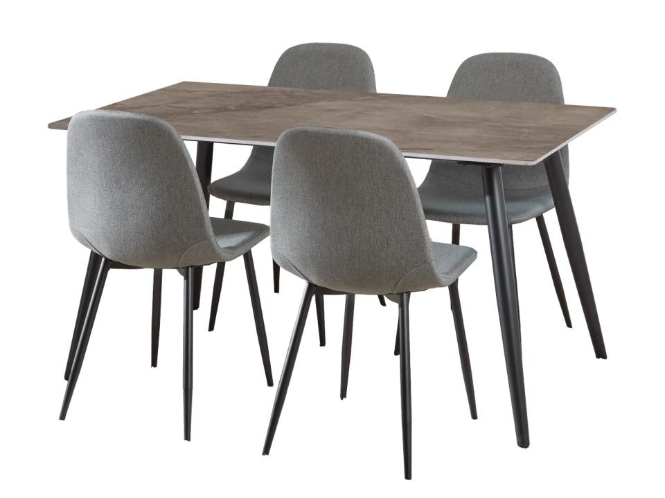 masa si scaune bucatarie Set masa dining si 4 scaune gri din metal Wicklow Celia Actona Company