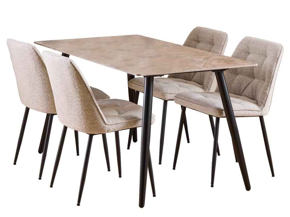 masa si scaune bucatarie Set masa dining si 4 scaune maro/bej din metal Wicklow Brooke Actona Company