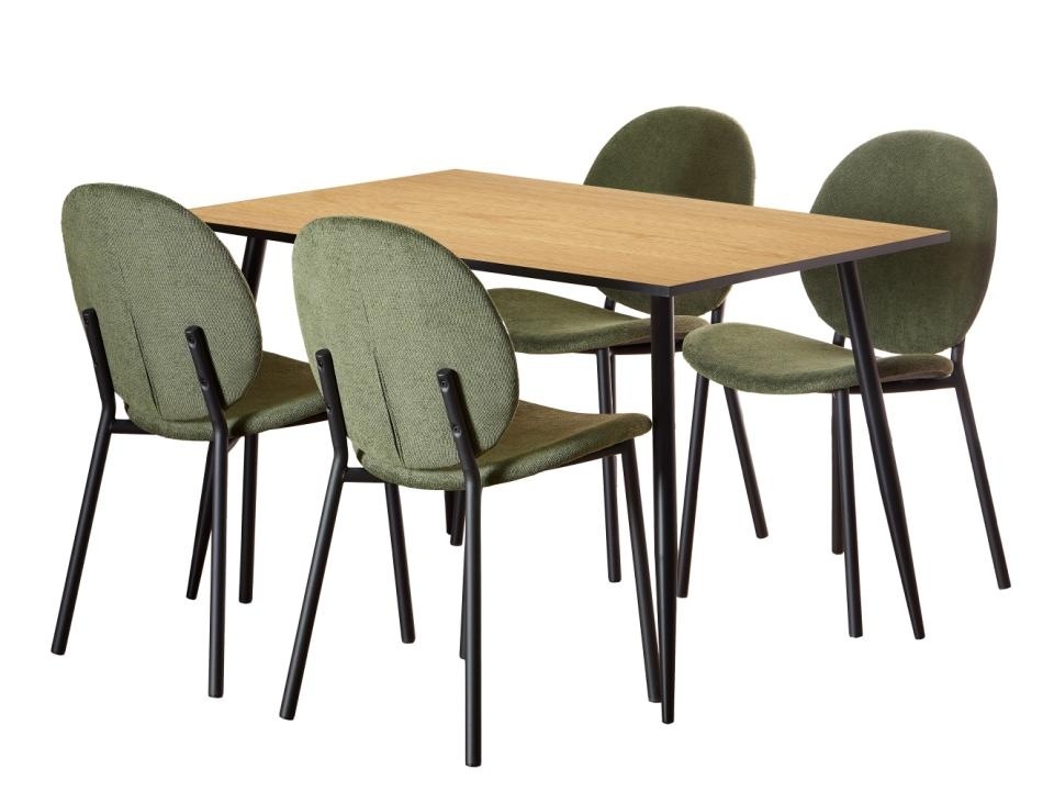 Set masa dining si 4 scaune maro/neagra din metal Wilma Green Actona Company