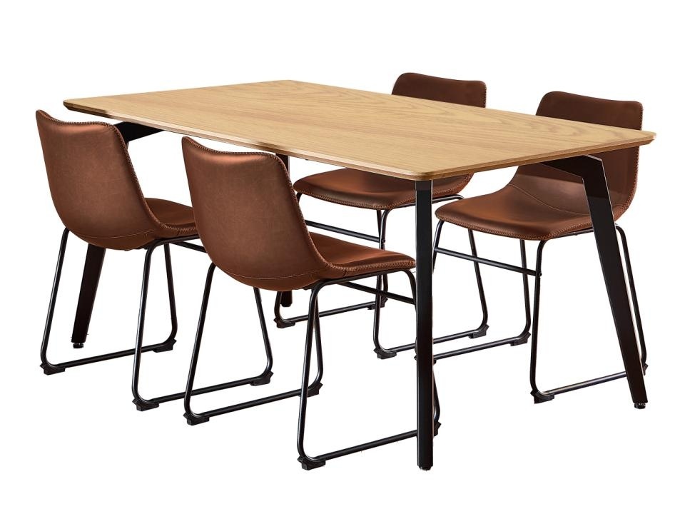 masa si scaune bucatarie Set masa dining si 4 scaune maro/negre din metal Cadiz Oregon Actona Company