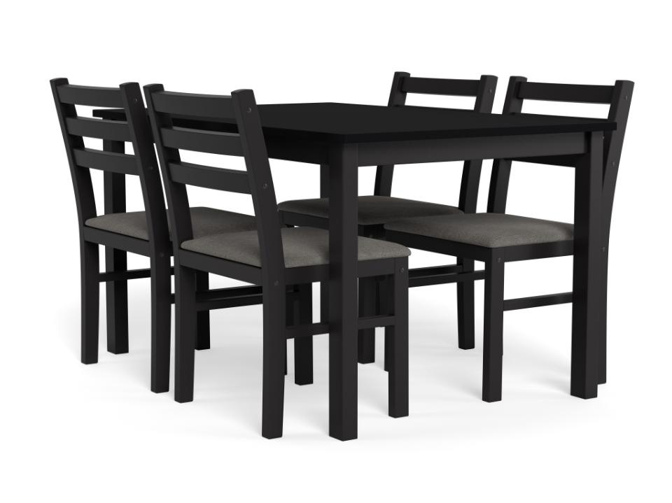 modele scaune din lemn rustice Set masa dining si 4 scaune negre din lemn Alicante Actona Company