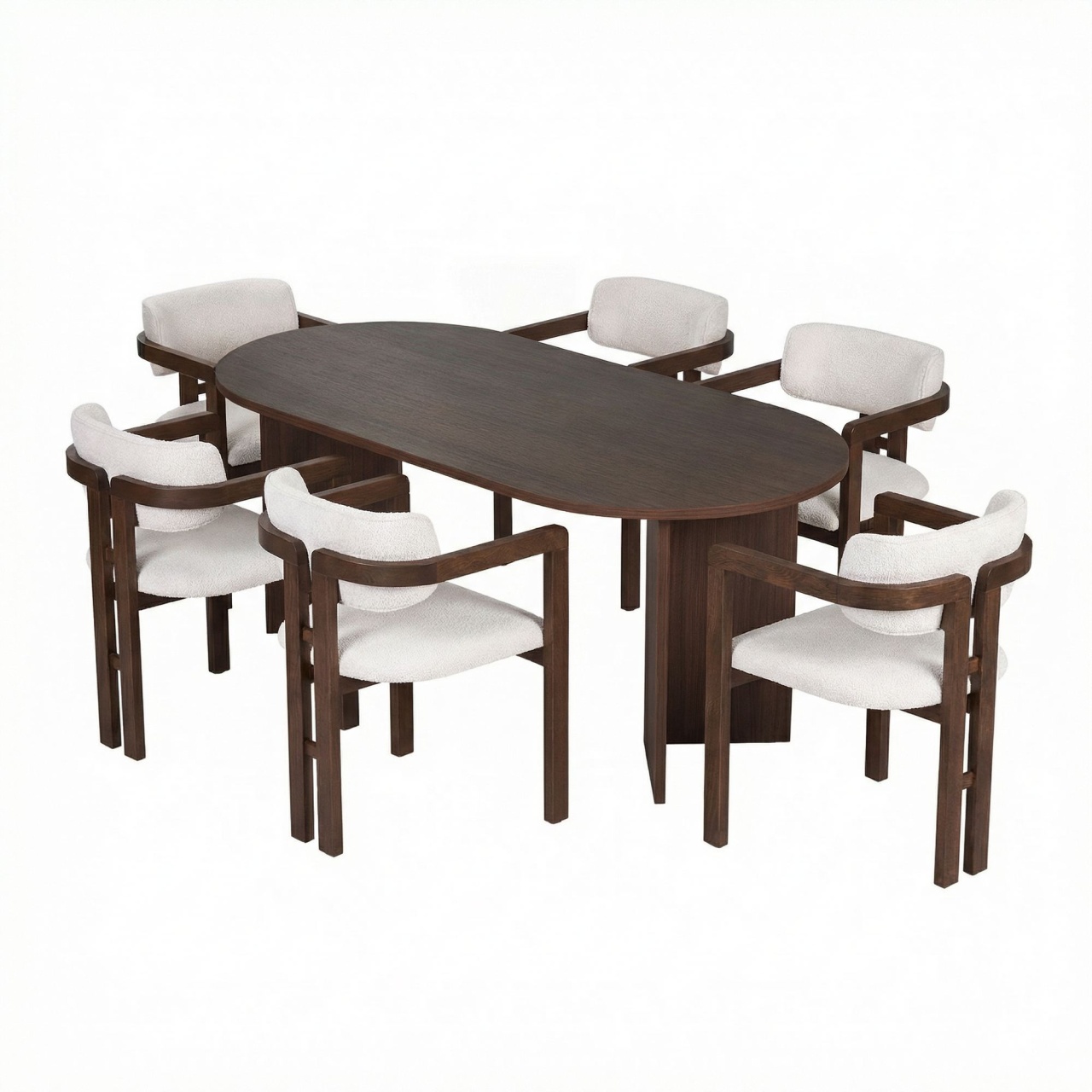 Set masa dining si 6 scaune maro inchis/alb Meridia Nordure
