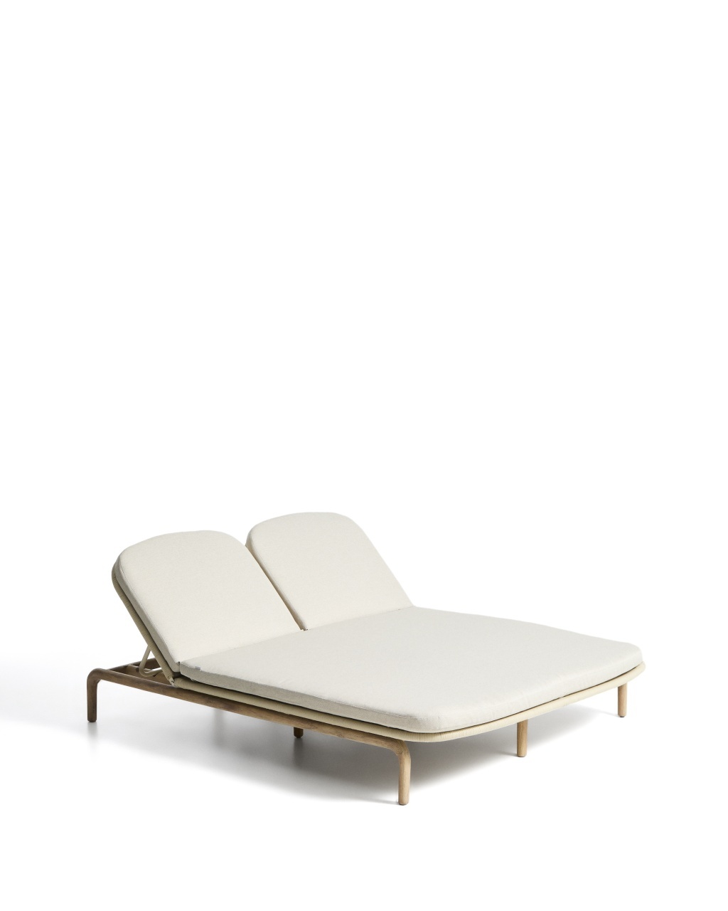 pret lambriu lemn exterior Sezlong ecru din lemn Alipa Double Kave Home