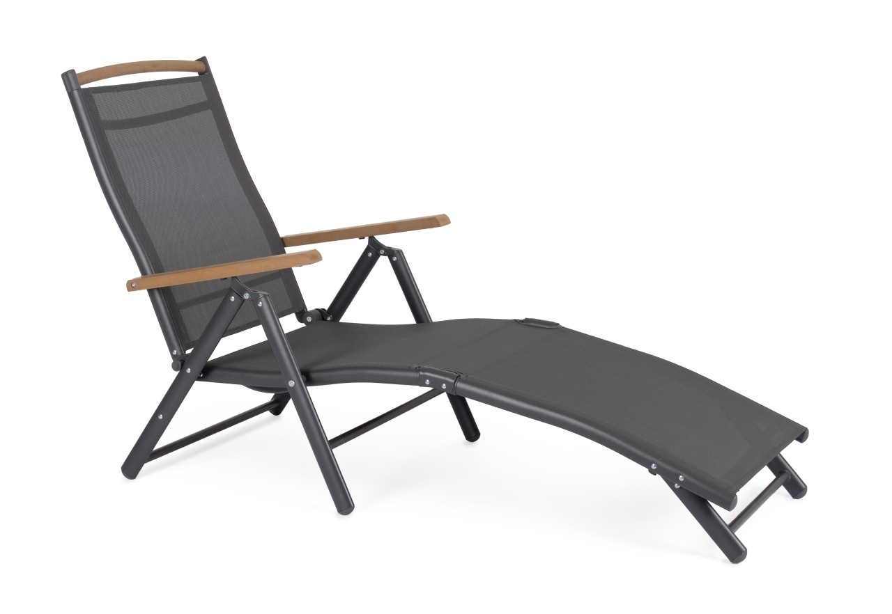 Outdoor Furniture Sezlong gri inchis din textil Steamer Bizzotto