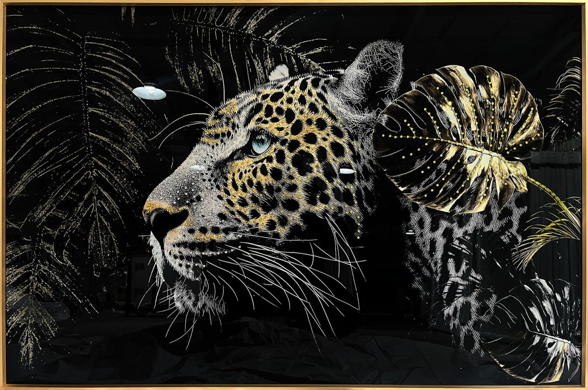 tablou electric 12 module Tablou multicolor din sticla 80x120 cm Panther Ter Halle