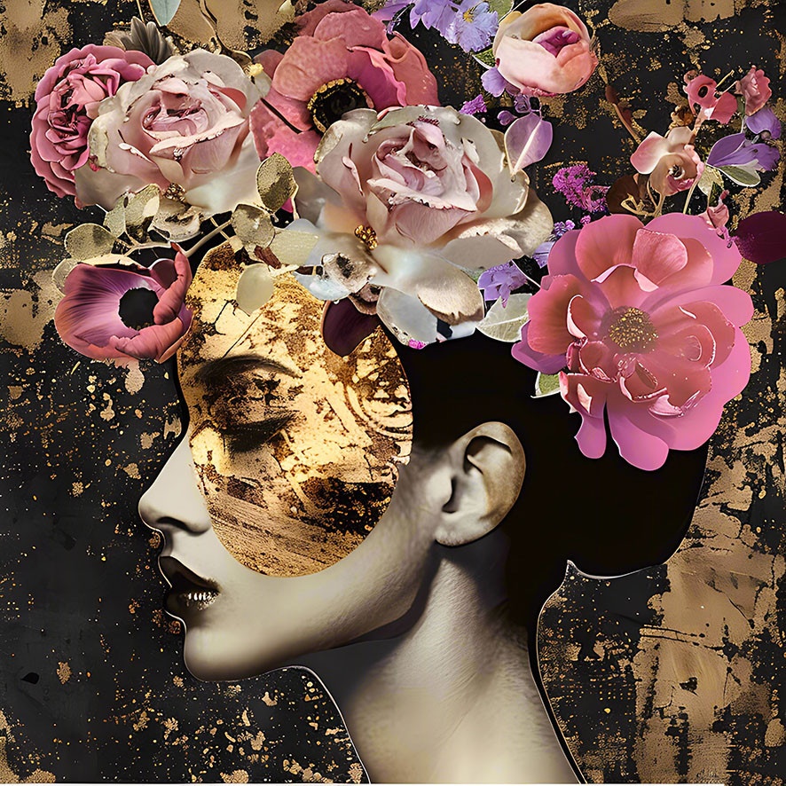 phineas și ferb take two with phineas and ferb Tablou multicolor din sticla 80x80 cm Woman with gold and flowers Ter Halle