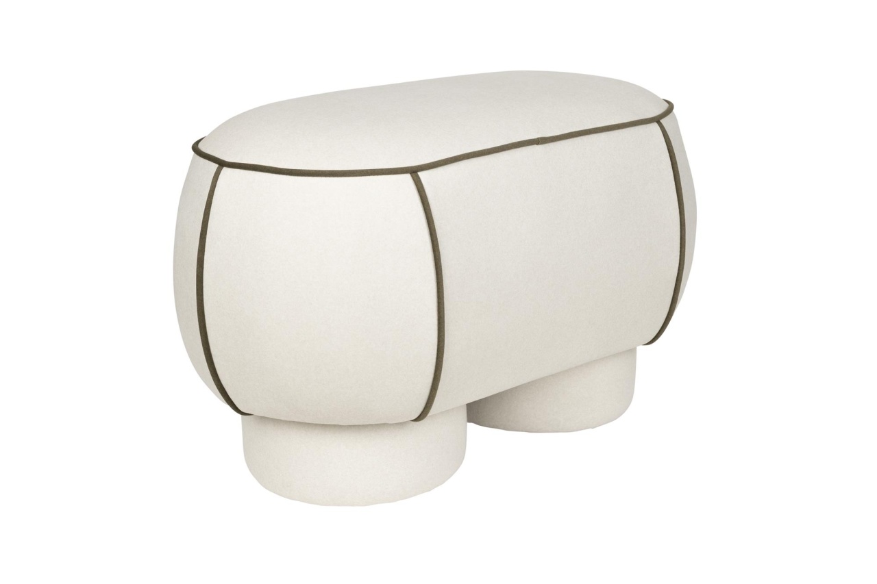 Ottomans Bancheta alba din textil 78 cm Marina The Home Collection