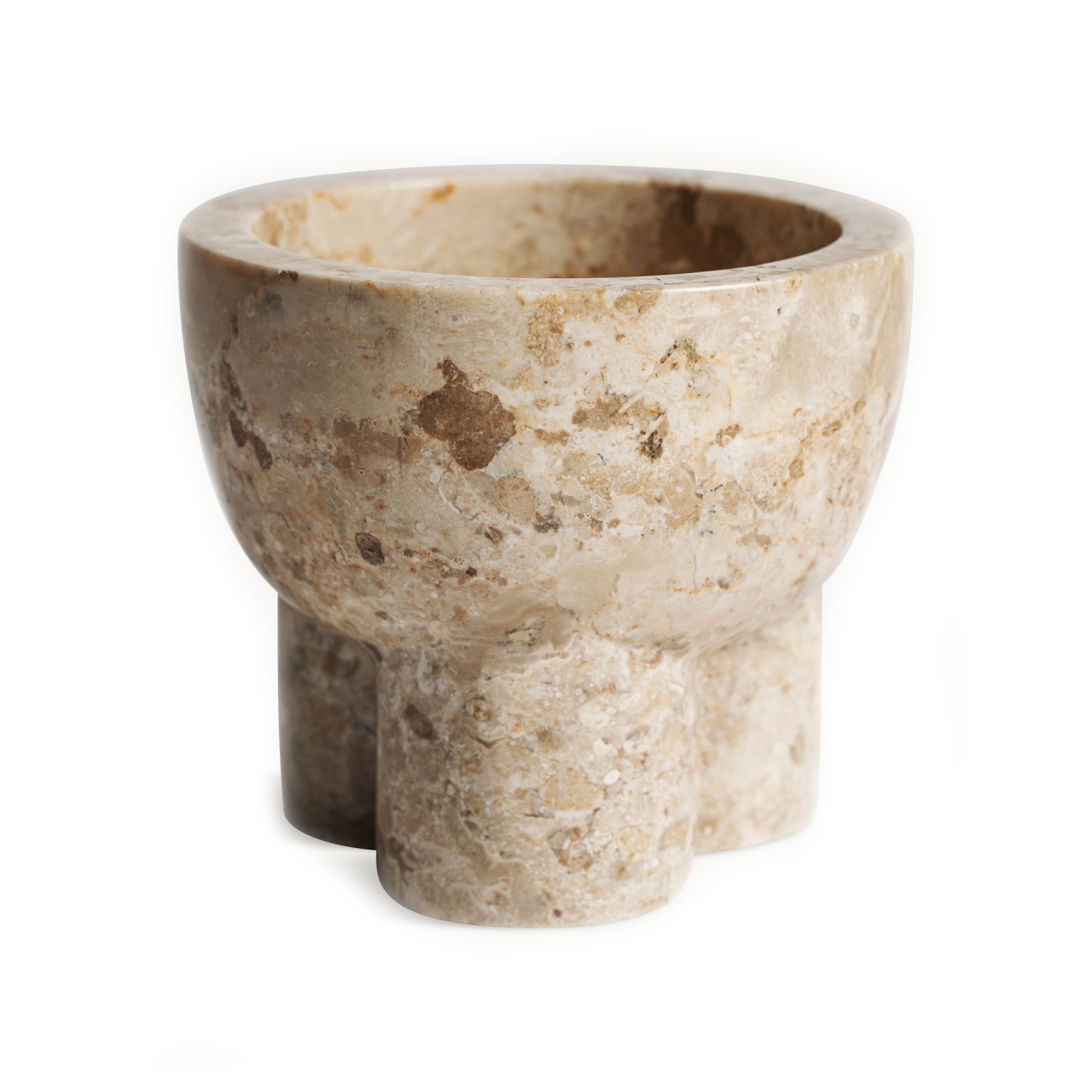 marmura granit travertin.preturi de fabrica Bol decorativ bej din marmura 14 cm Centerpiece Vical Home