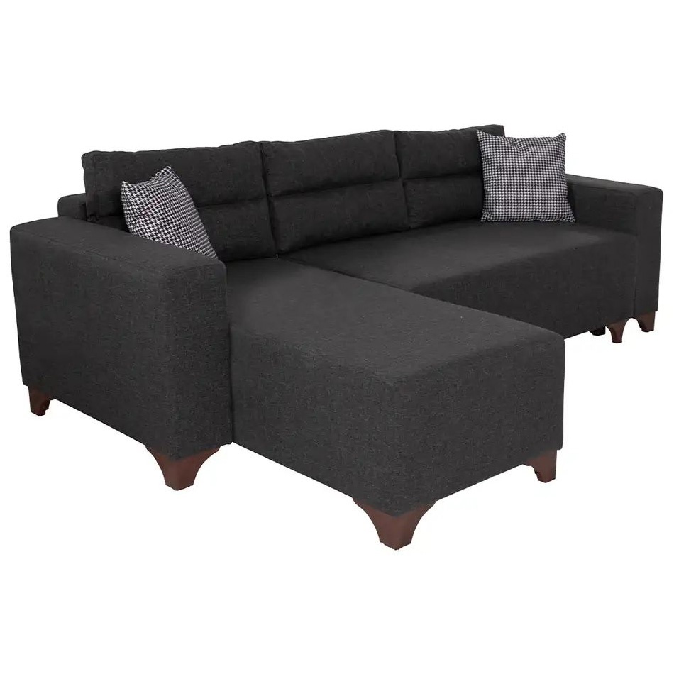 Sofas Canapea cu colt extensibila gri antracit din textil 260 cm Tloft Mini The Home Collection