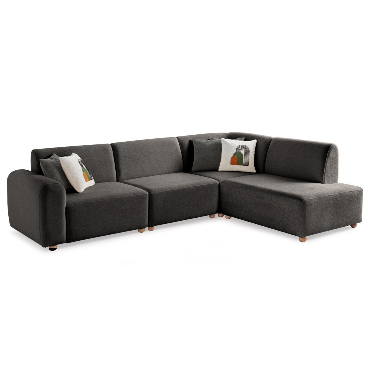 Sofas Canapea cu colt gri antracit din textil 290 cm S-loft Right The Home Collection