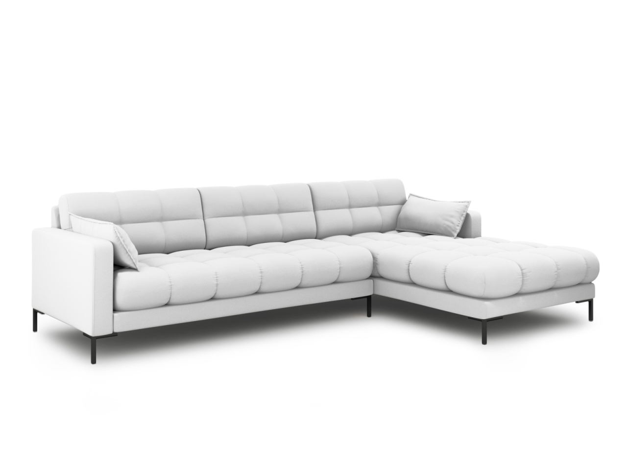 Canapea cu colt gri deschis /neagra din textil pentru 5 persoane Mamaia Right Micadoni