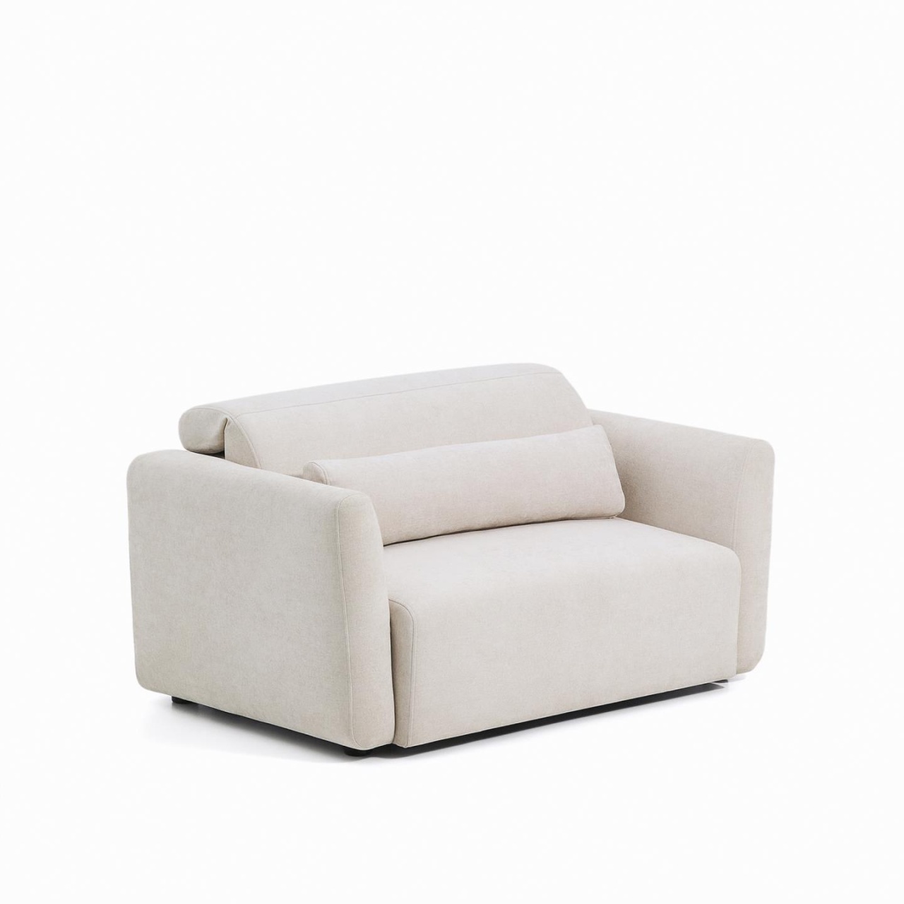 Sofas Canapea extensibila bej din textil 120 cm Lares Chenille Kave Home
