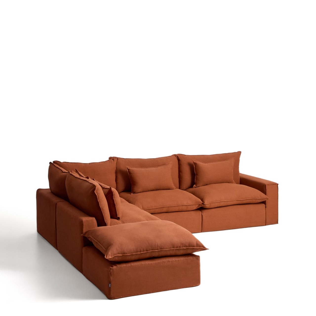 Sofas Canapea modulara cu colt maro teracota din textil pentru 6 persoane Anarela Left Kave Home