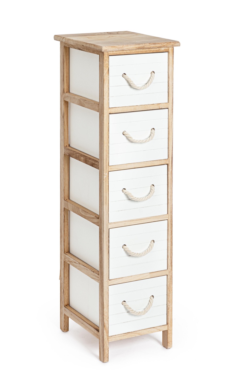 Dressers Comoda alba/maro din lemn 26 cm Yvette Tall Bizzotto