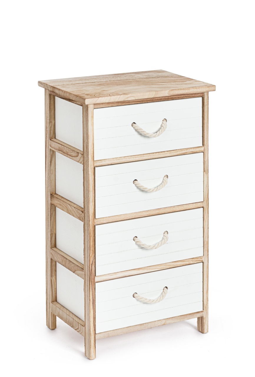 Dressers Comoda alba/maro din lemn 40 cm Yvette Medium Bizzotto