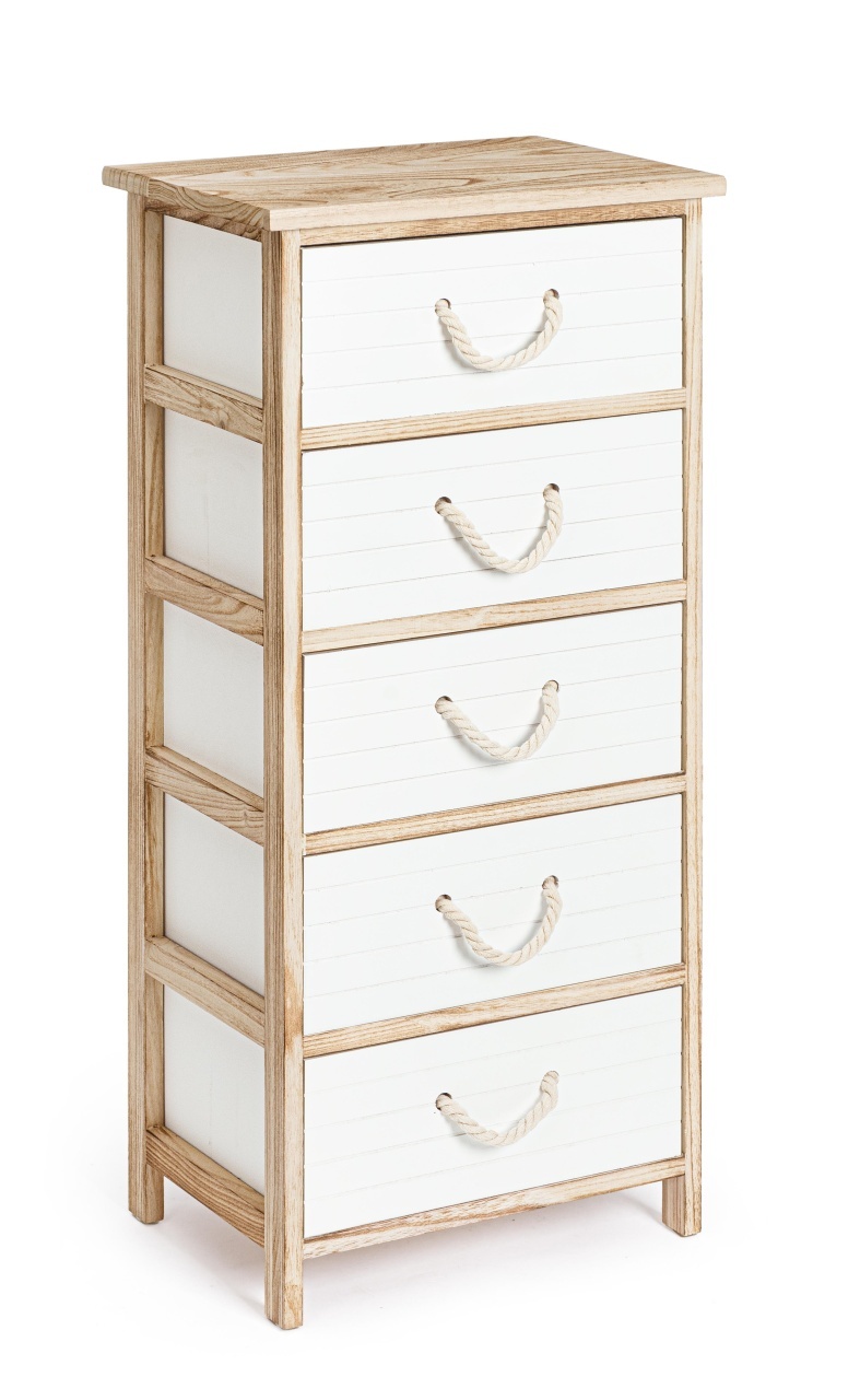 Dressers Comoda alba/maro din lemn 40 cm Yvette Tall Bizzotto