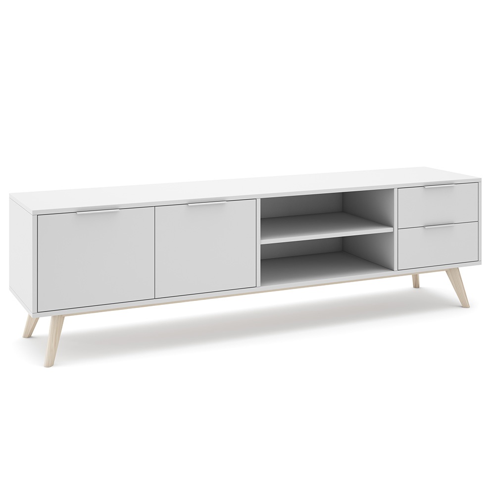 Quiet Object Comoda TV alba din lemn 180 cm Campus Quiet Object